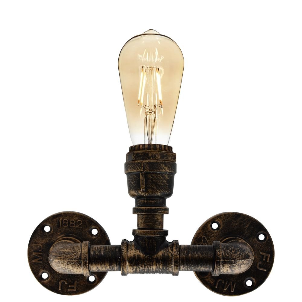 Vintage Industrial WaterLamp WallLight Holder E27 60W Dimmable Non Dimmable Bulb - SILVIONIX