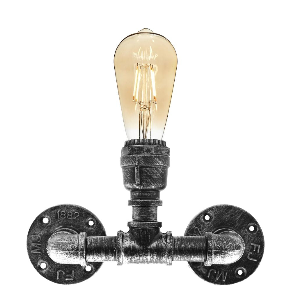 Vintage Industrial WaterLamp WallLight Holder E27 60W Dimmable Non Dimmable Bulb - SILVIONIX