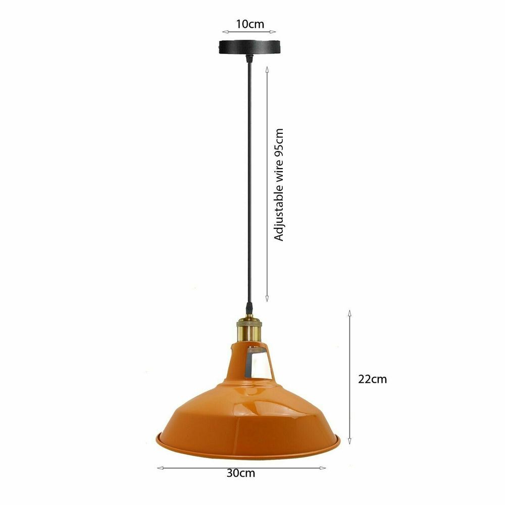 Vintage Modern Orange Metal Shade Ceiling Pendant Light Indoor Light Fitting With 95cm Adjustable Wire - SILVIONIX