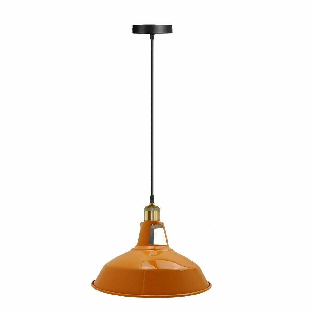 Vintage Modern Orange Metal Shade Ceiling Pendant Light Indoor Light Fitting With 95cm Adjustable Wire - SILVIONIX