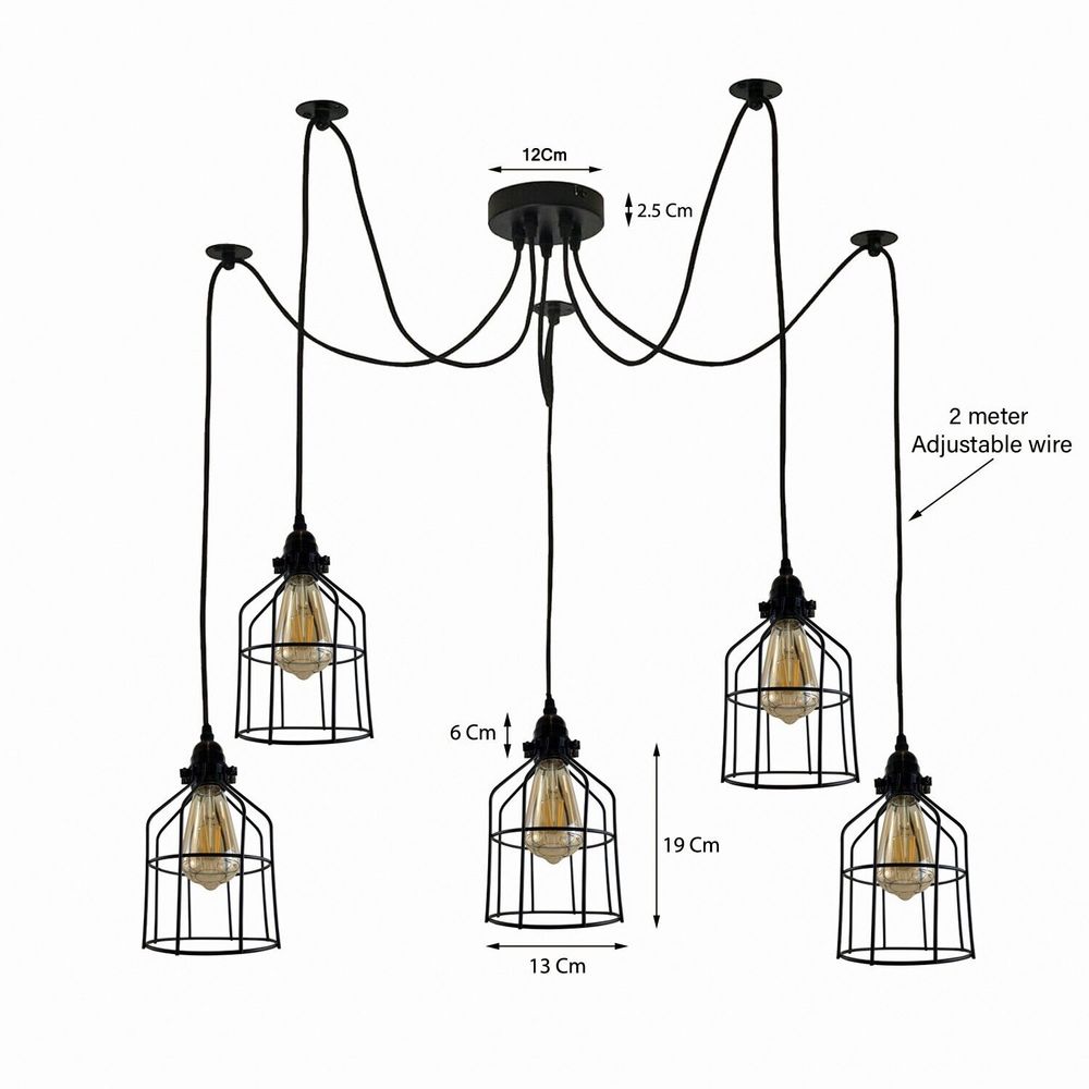 Vintage Retro Industrial Ceiling Cage Light Shade Spider Pendant Lamp Chandelier - SILVIONIX