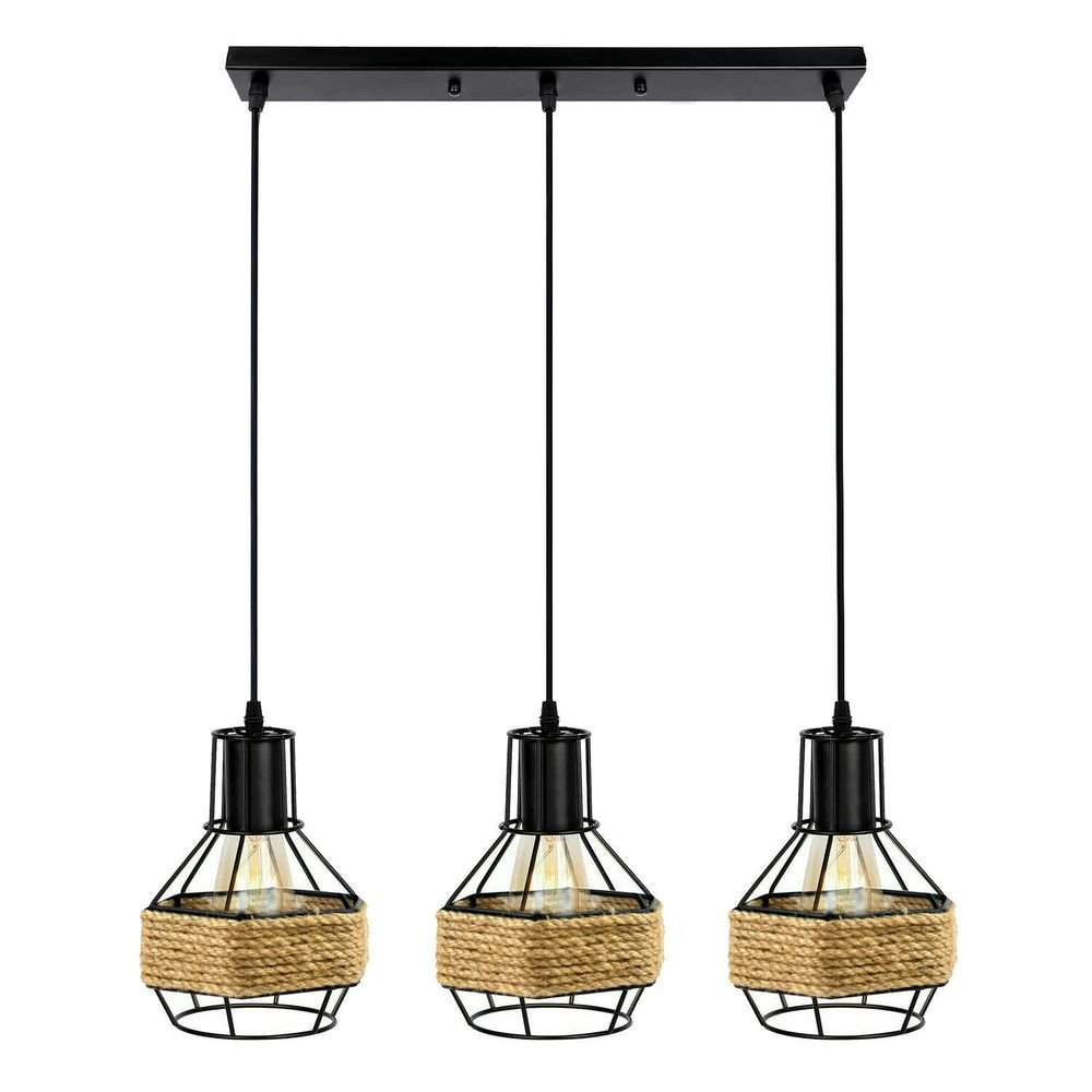 Vintage Retro Industrial Hemp Hanging Light Shade Ceiling Pendant Lights - SILVIONIX