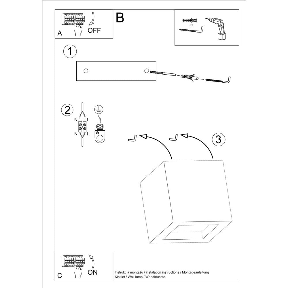 Wall lamp concrete, glass Leo modern Design G9 - SILVIONIX