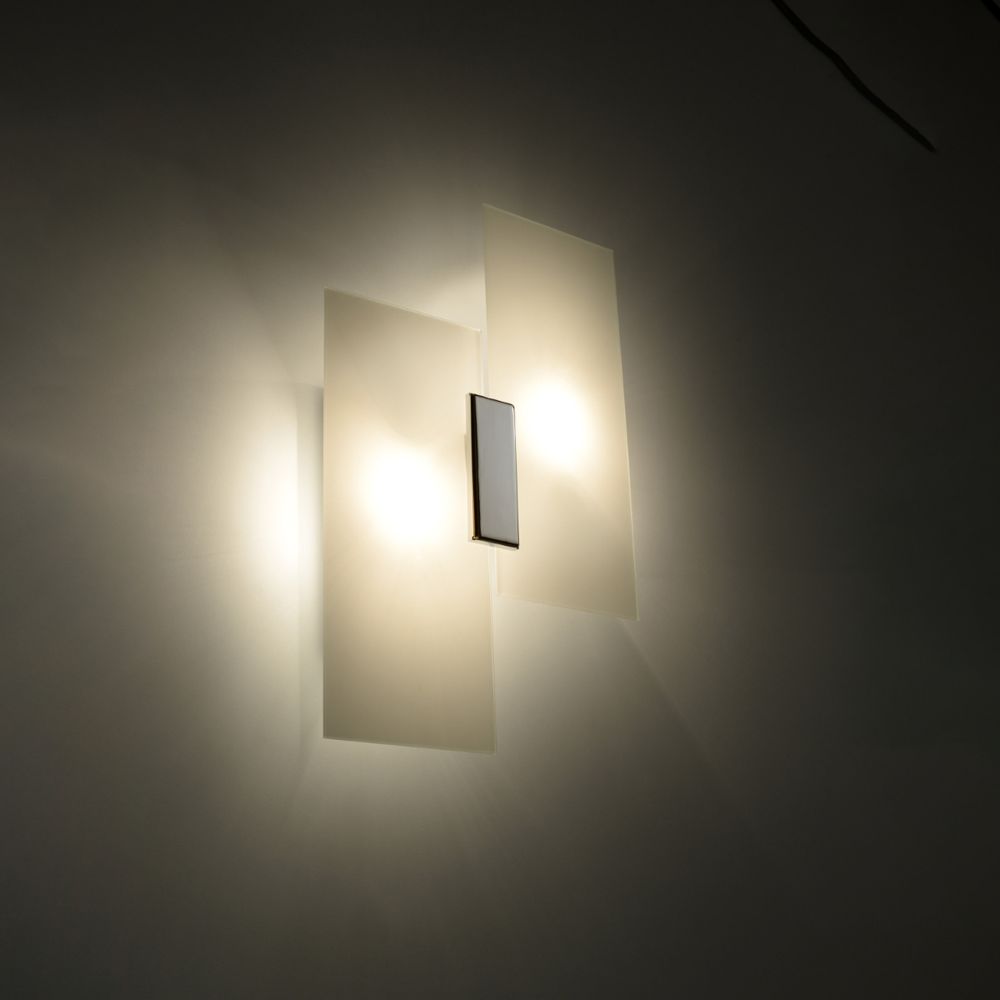 Wall lamp steel, glass Fabiano modern Design E27 - SILVIONIX