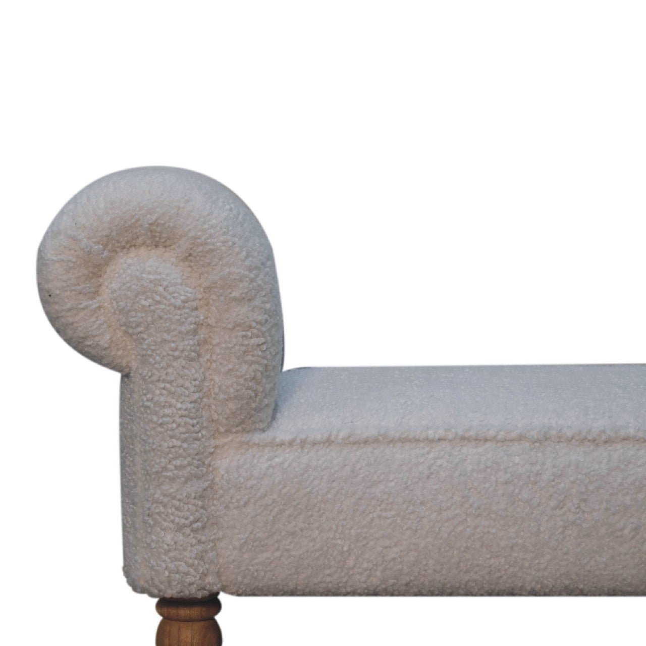 White Boucle Bedroom Bench - SILVIONIX