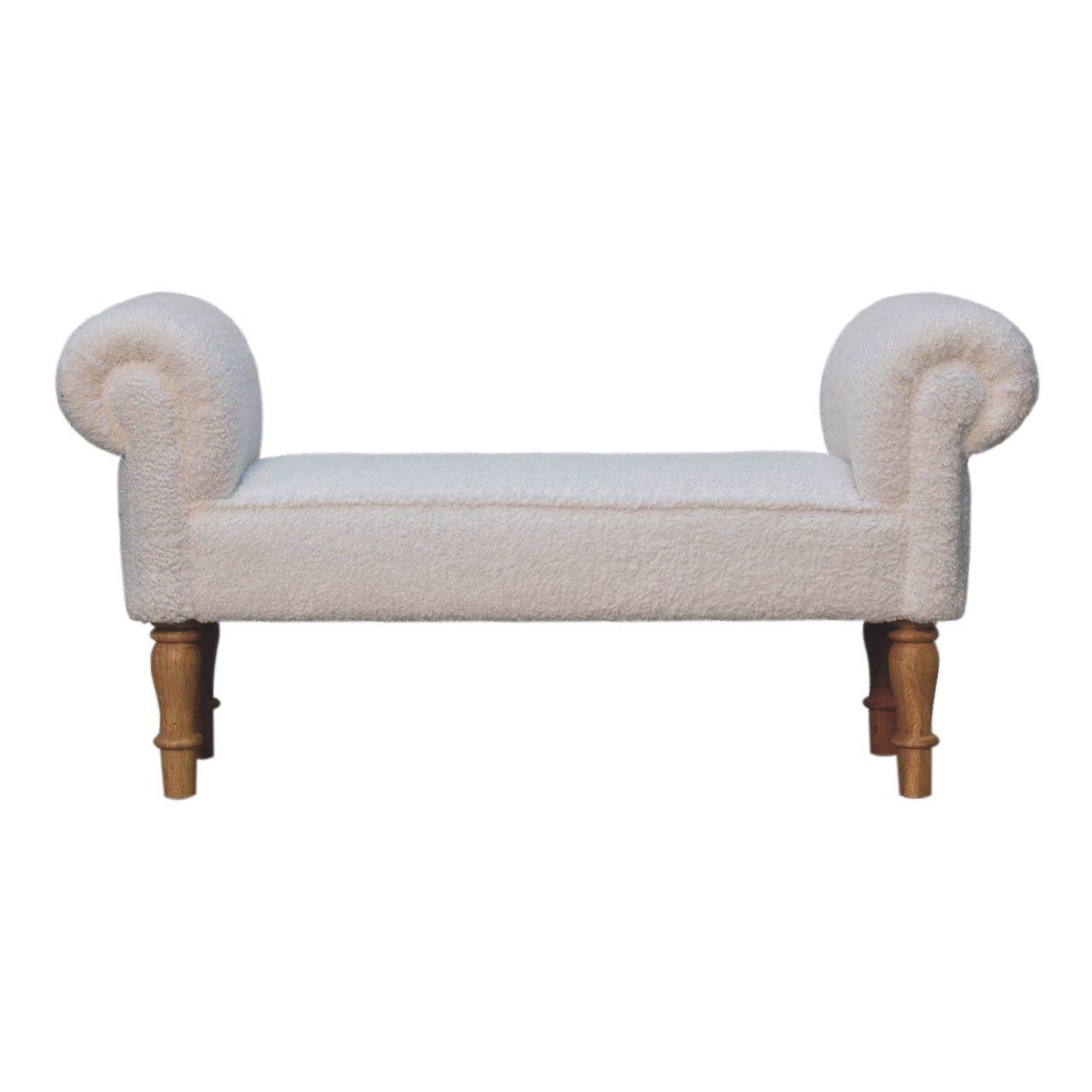 White Boucle Bedroom Bench - SILVIONIX