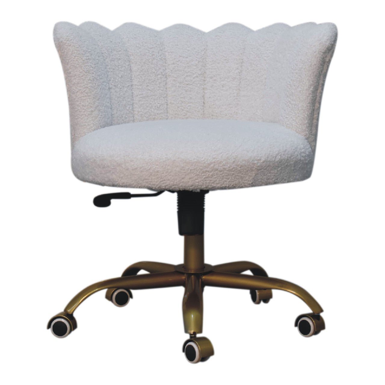 White Boucle Swivel Chair - SILVIONIX