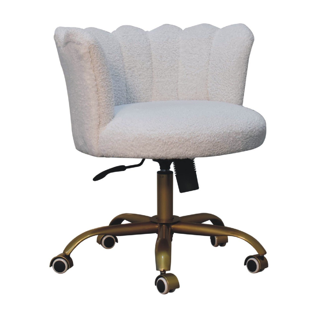 White Boucle Swivel Chair - SILVIONIX