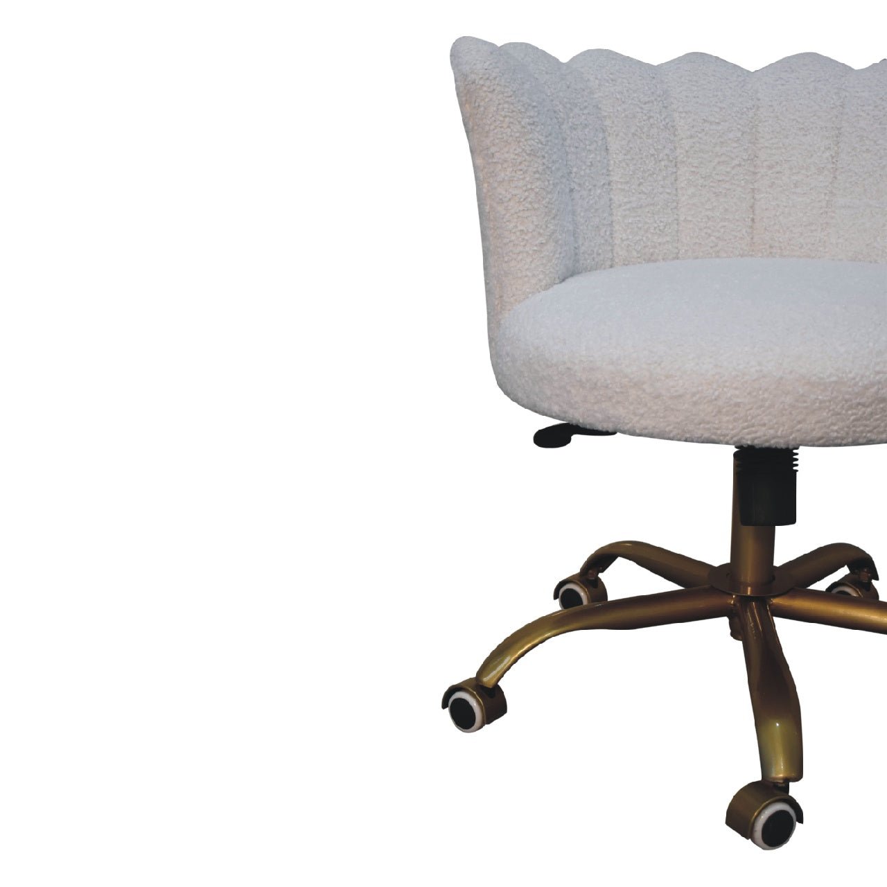 White Boucle Swivel Chair - SILVIONIX