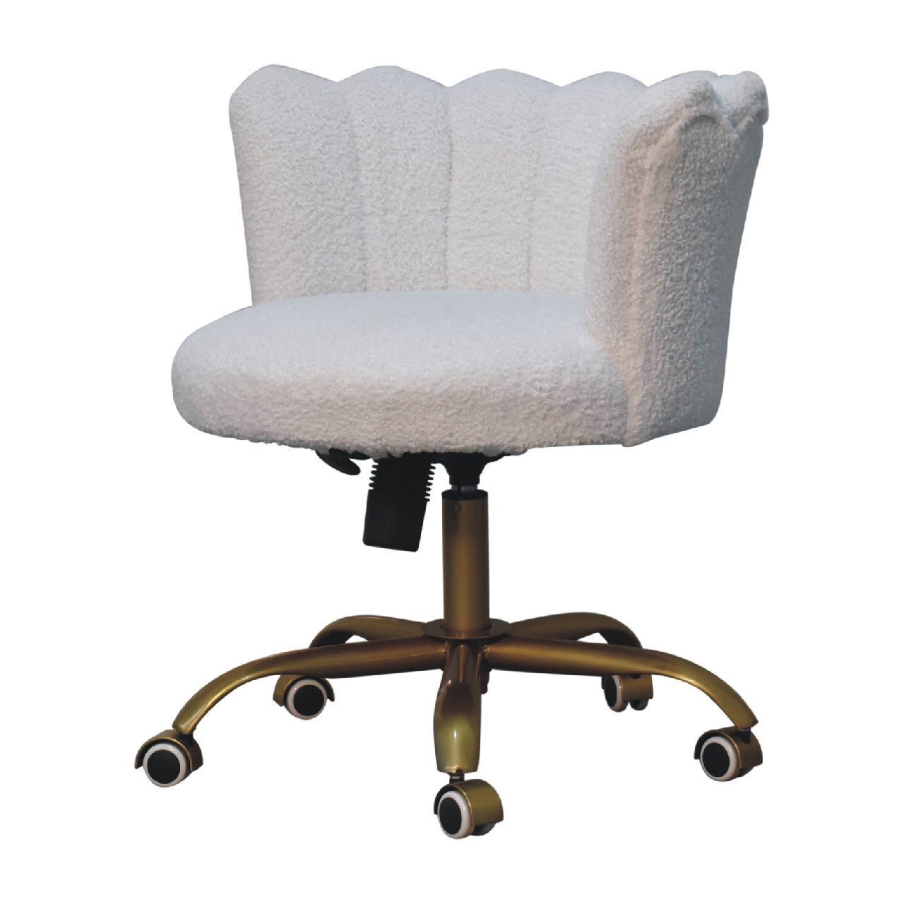 White Boucle Swivel Chair - SILVIONIX