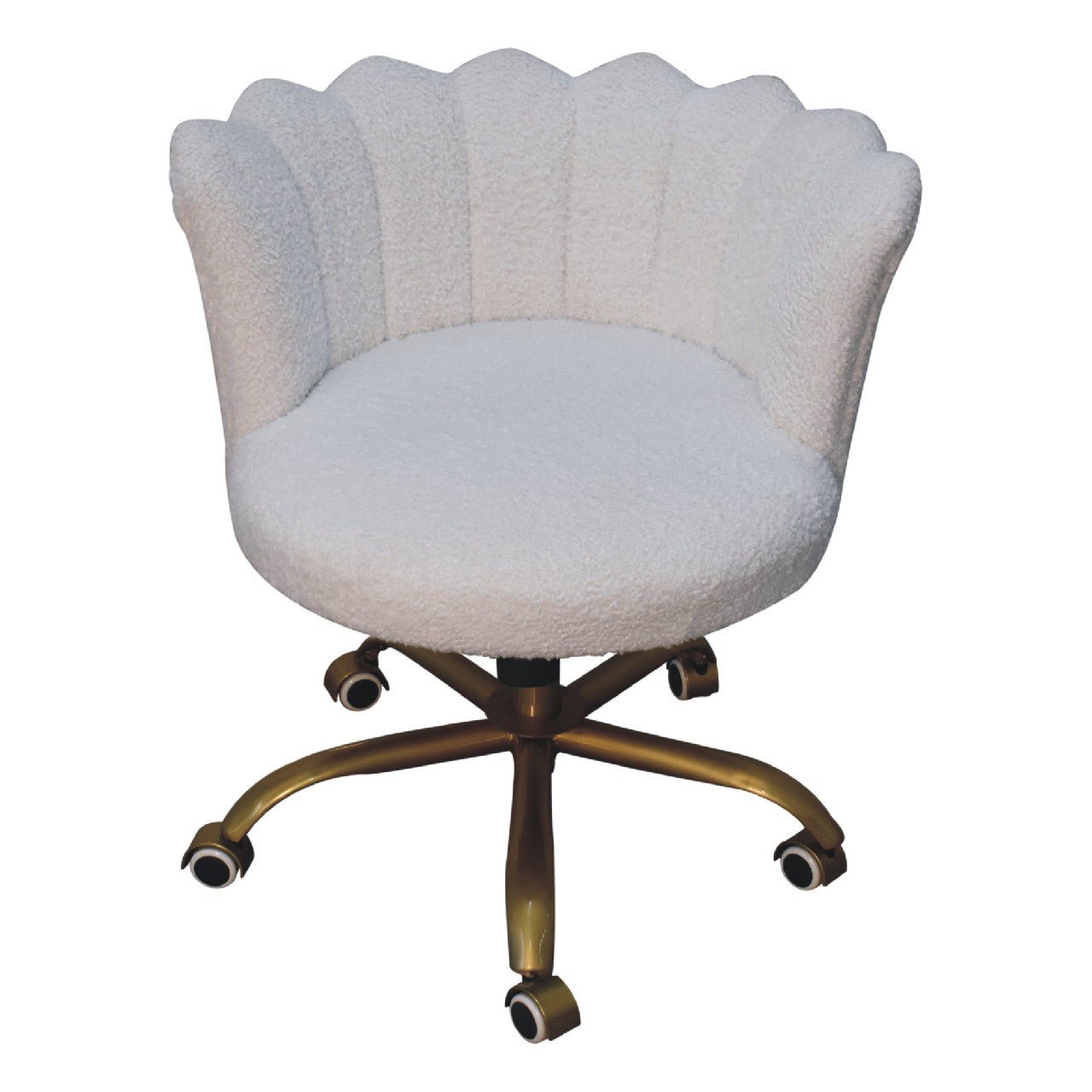 White Boucle Swivel Chair - SILVIONIX