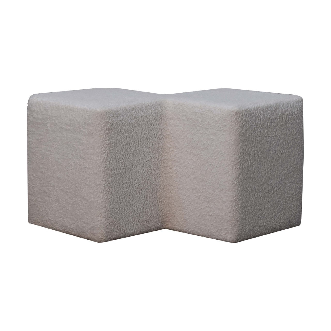 White Boucle Twin Footstool - SILVIONIX