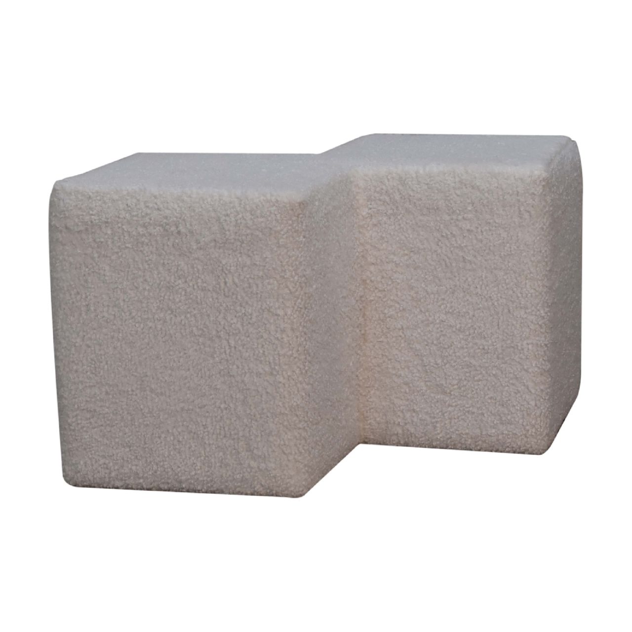 White Boucle Twin Footstool - SILVIONIX