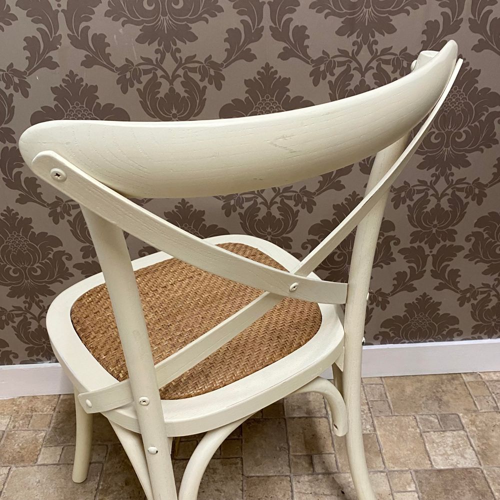 WHITE FRENCH CROSS BACK CHAIR - SILVIONIX