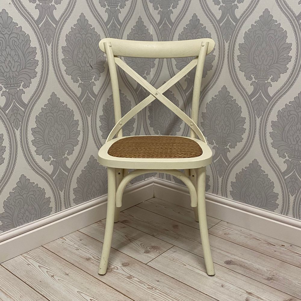 WHITE FRENCH CROSS BACK CHAIR - SILVIONIX