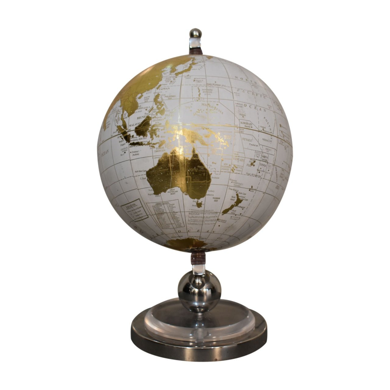 White Globe with Chrome Frame - SILVIONIX