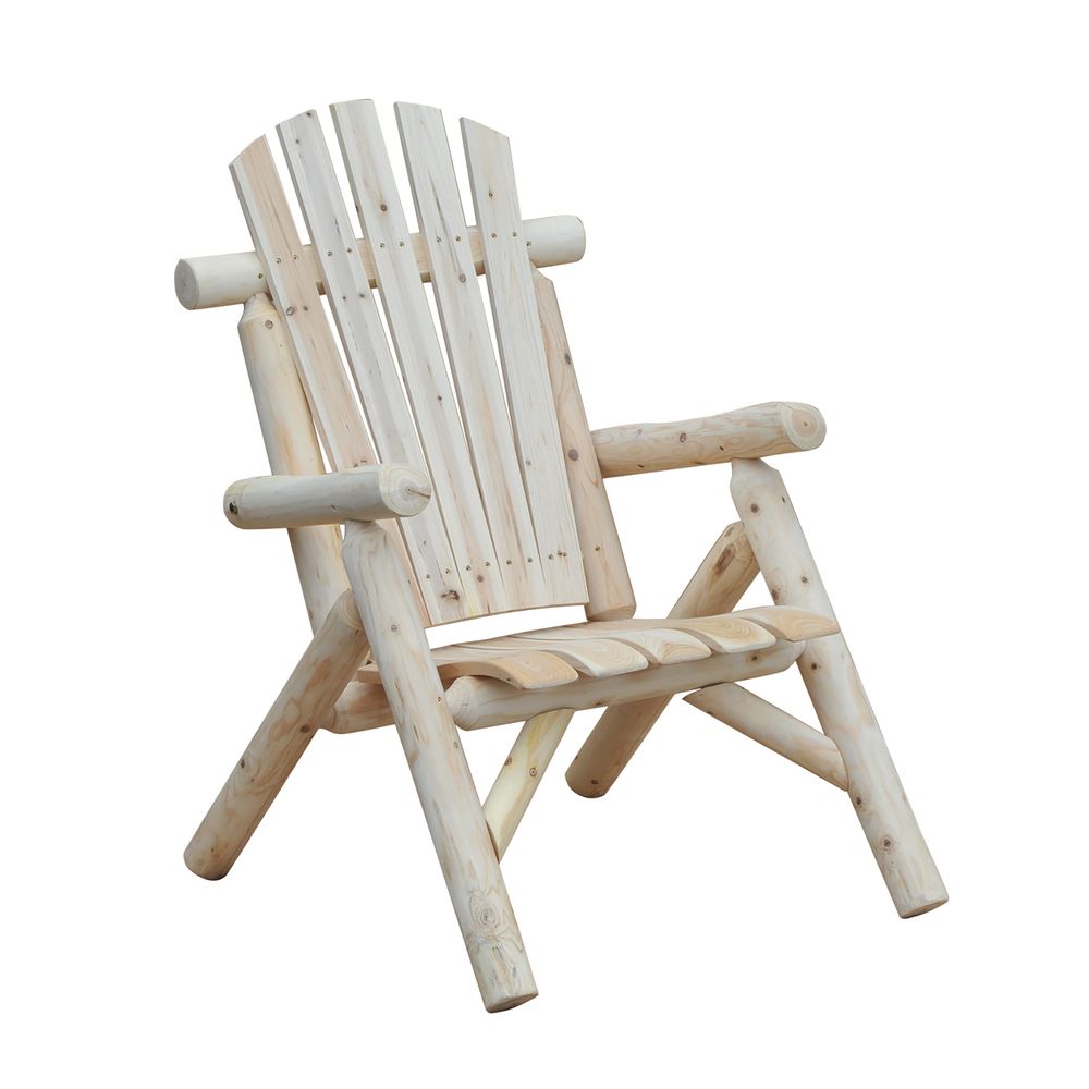 Wooden Adirondack Chair Fir Wood Frame, Natural Wood Chaise Reclined Bench - SILVIONIX