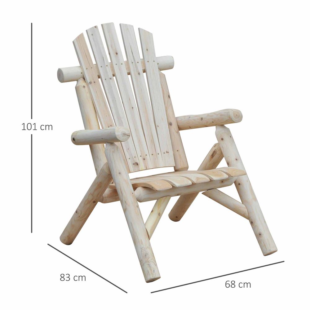 Wooden Adirondack Chair Fir Wood Frame, Natural Wood Chaise Reclined Bench - SILVIONIX