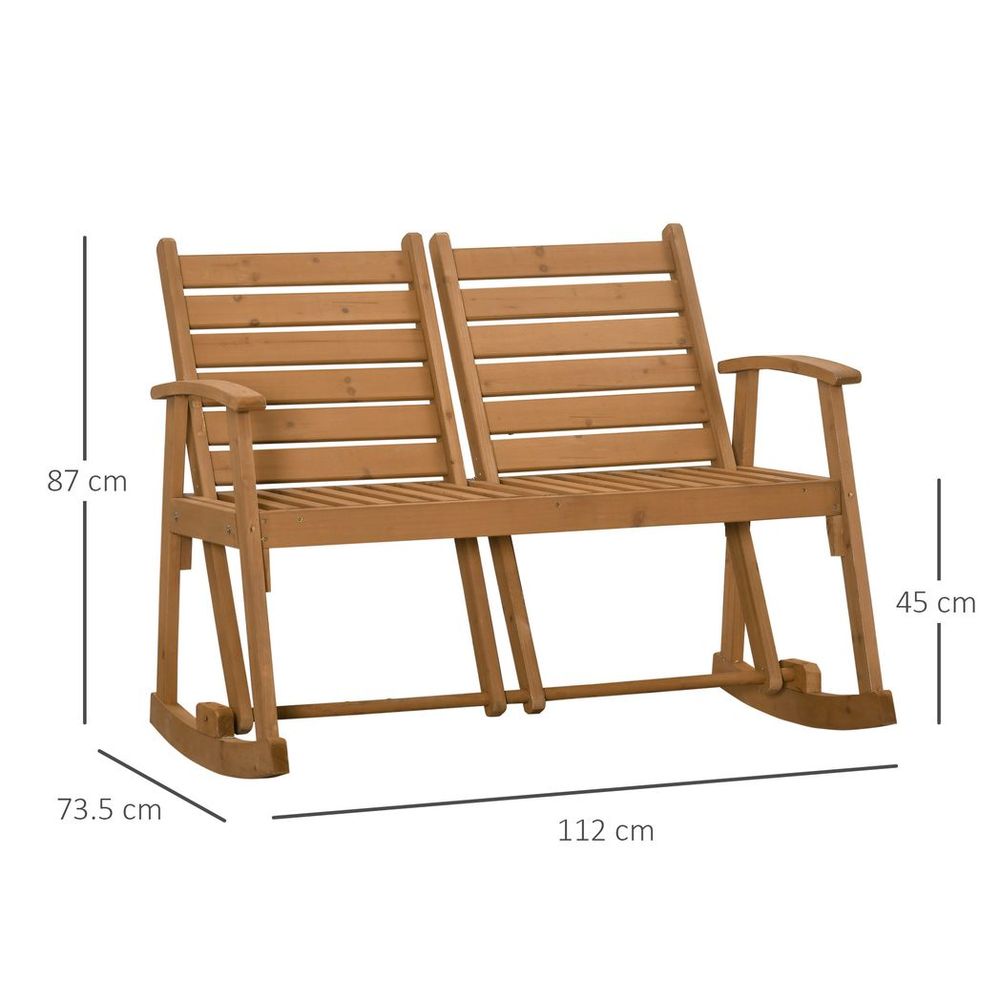 Wooden Garden Rocking Bench with Separately Adjustable Backrests - SILVIONIX