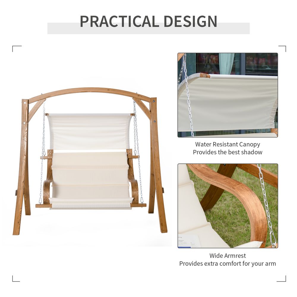 Wooden Porch Swing Chair A - Frame Wood Log Swing Bench Chair - SILVIONIX