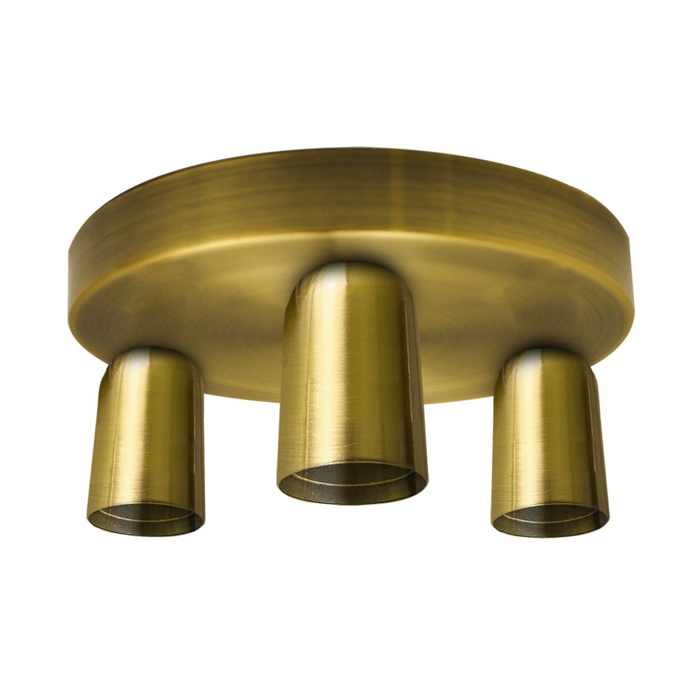 Yellow Brass Vintage Ceiling Light 3 Way Ceiling E27 Lamp Base Semi Flush Ceiling Lamp - SILVIONIX